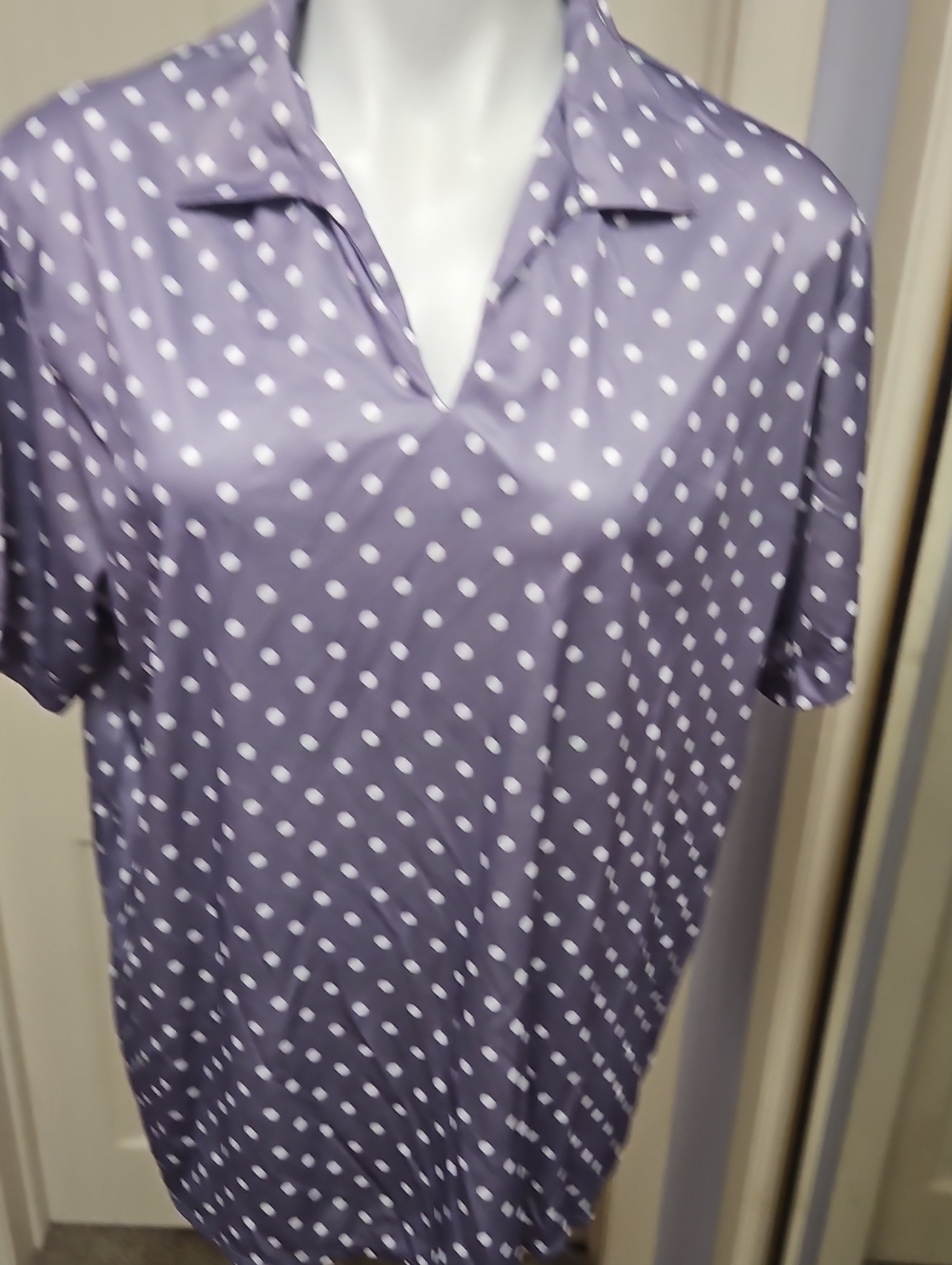 Haband Vtg 80s Plus Size Purple Polka Dot Blouse